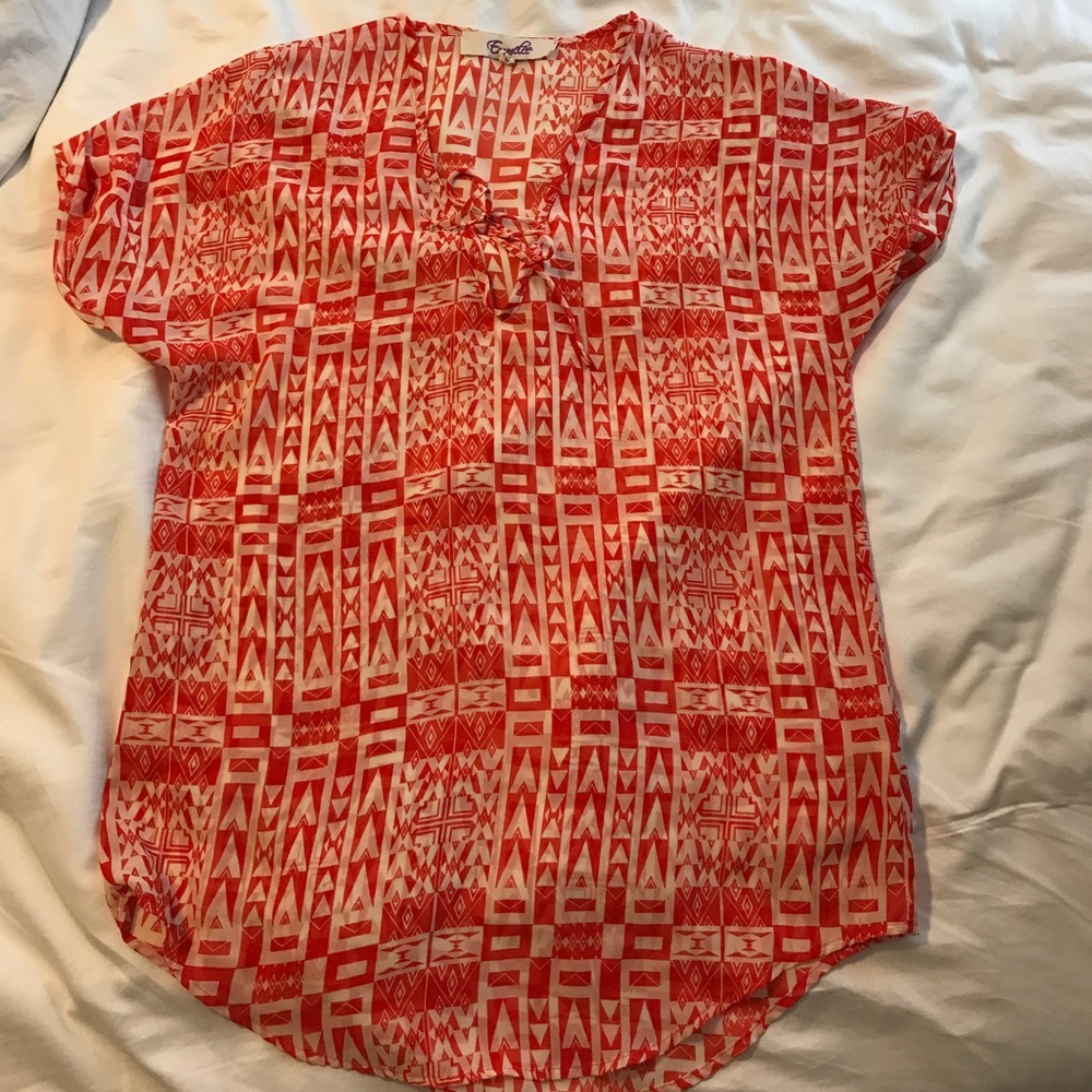 NWOT Orange and white tribal coverup